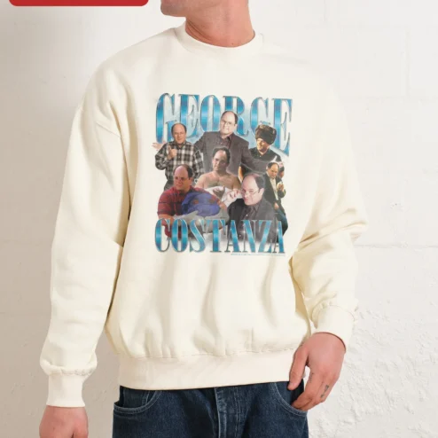 George Costanza Seinfeld Fan Crewneck Sweatshirt Vintage TV Sitcom Collage Gift