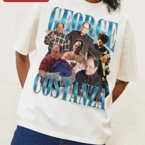 Customer in Chicago, Illinois wearing George Costanza Tee Seinfeld Character Collage Vintage 90s TV Sitcom Shirt for Fans