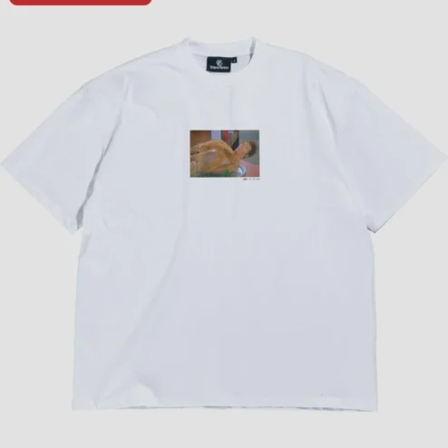 Close-up of George Costanza Tee Seinfeld Chicken Suit Scene Pop Culture Gift for streetwear fans in Chicago, Illinois