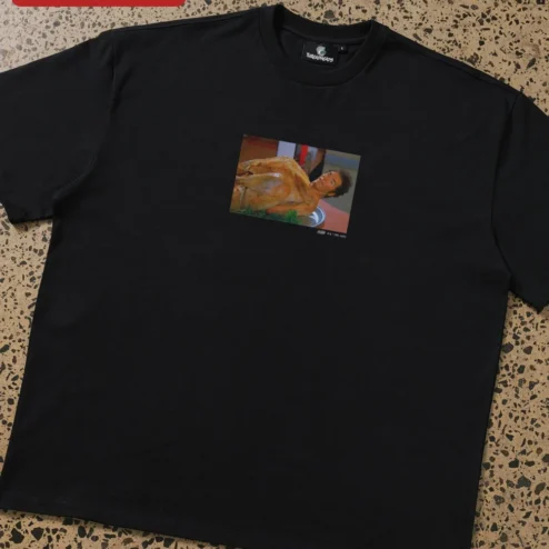 Close-up of George Costanza Tee Seinfeld Chicken Suit Scene Pop Culture Gift for streetwear fans in Chicago, Illinois