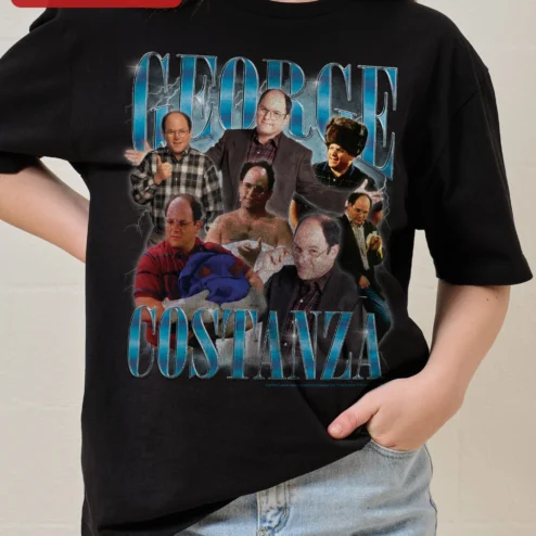 George Costanza Tee Seinfeld Fan Gift Vintage Sitcom Character Shirt on a hanger, ready to ship from Chicago, Illinois