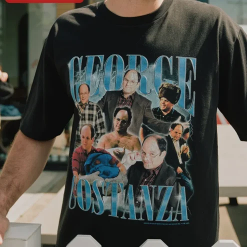 Customer in Chicago, Illinois wearing George Costanza Tee Seinfeld Fan Gift Vintage Sitcom Character Shirt