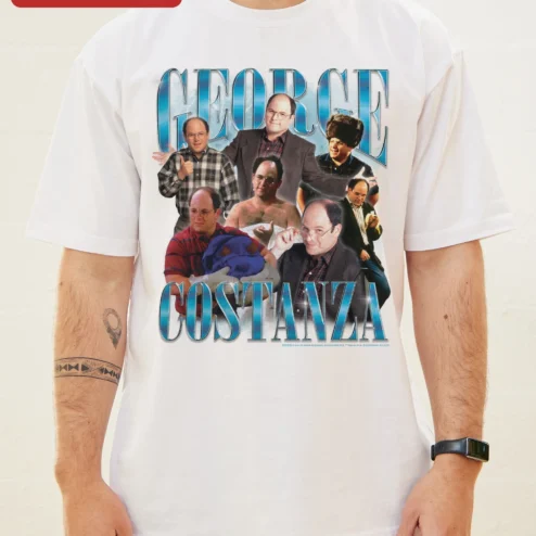 Customer in Chicago, Illinois wearing George Costanza Tee Seinfeld Fan Gift Vintage Sitcom Character Shirt