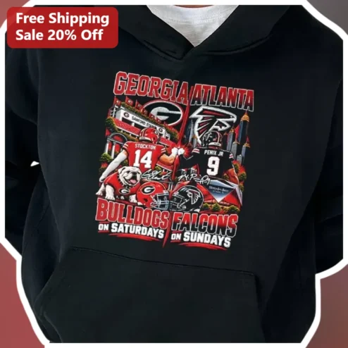 Georgia Bulldogs Atlanta Falcons Hoodie Bulldogs On Saturdays Falcons On Sundays UGA NFL Fan Pullover
