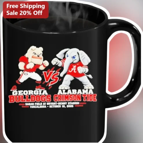 Georgia Bulldogs vs Alabama Crimson Tide Mug UGA vs Bama Saban Field Oct 10 2026 Game Day Souvenir