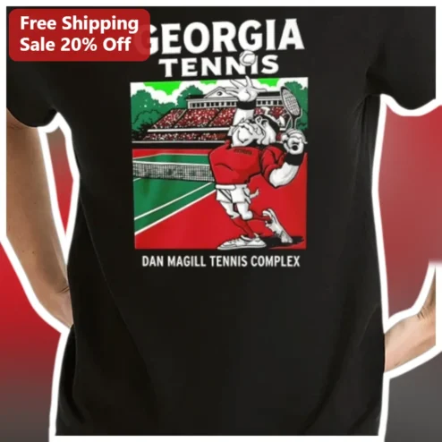 Georgia Tennis Dan Magill Tennis Complex Hairy Dawg Retro Graphic Tee