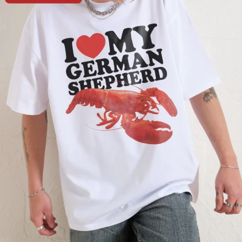 Close-up of German Shepherd Lover Graphic Tee I Love My German Shepherd Shirt for GSD Owners for streetwear fans in Chicago, Illinois