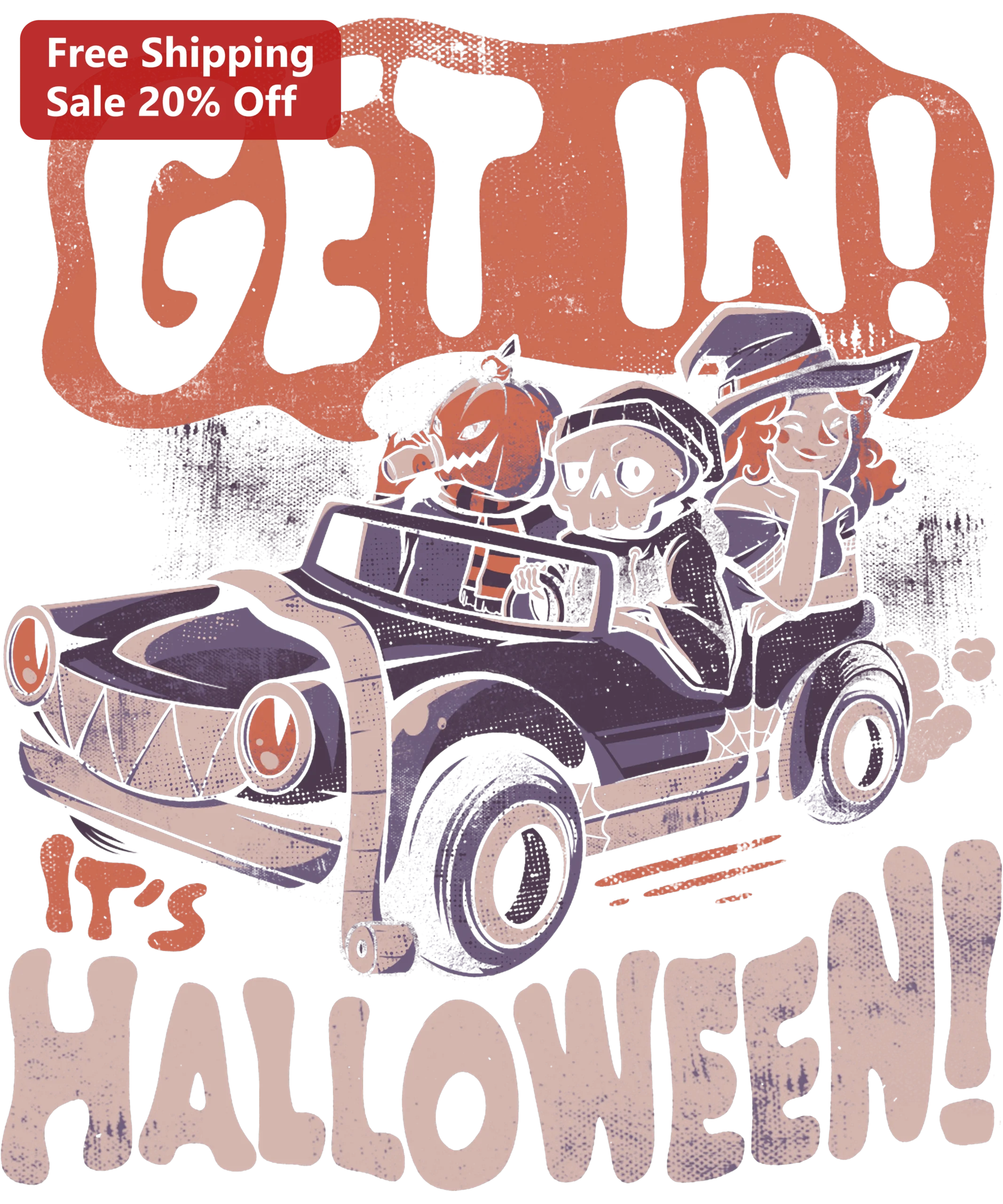 Get In It's Halloween Graphic Tee Retro Spooky Skeleton Pumpkin Shirt