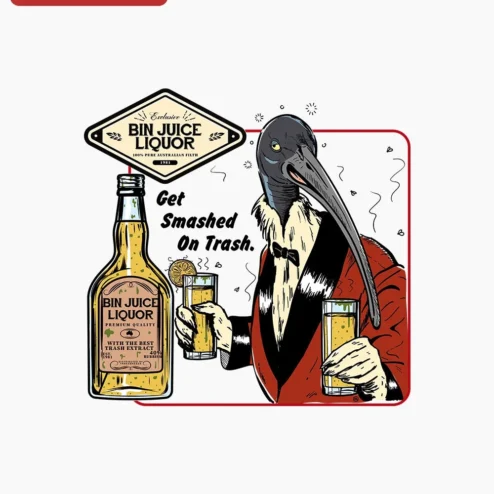 Customer in Chicago, Illinois wearing Get Smashed On Trash Tee Funny Pelican Drinking Meme Shirt for Men