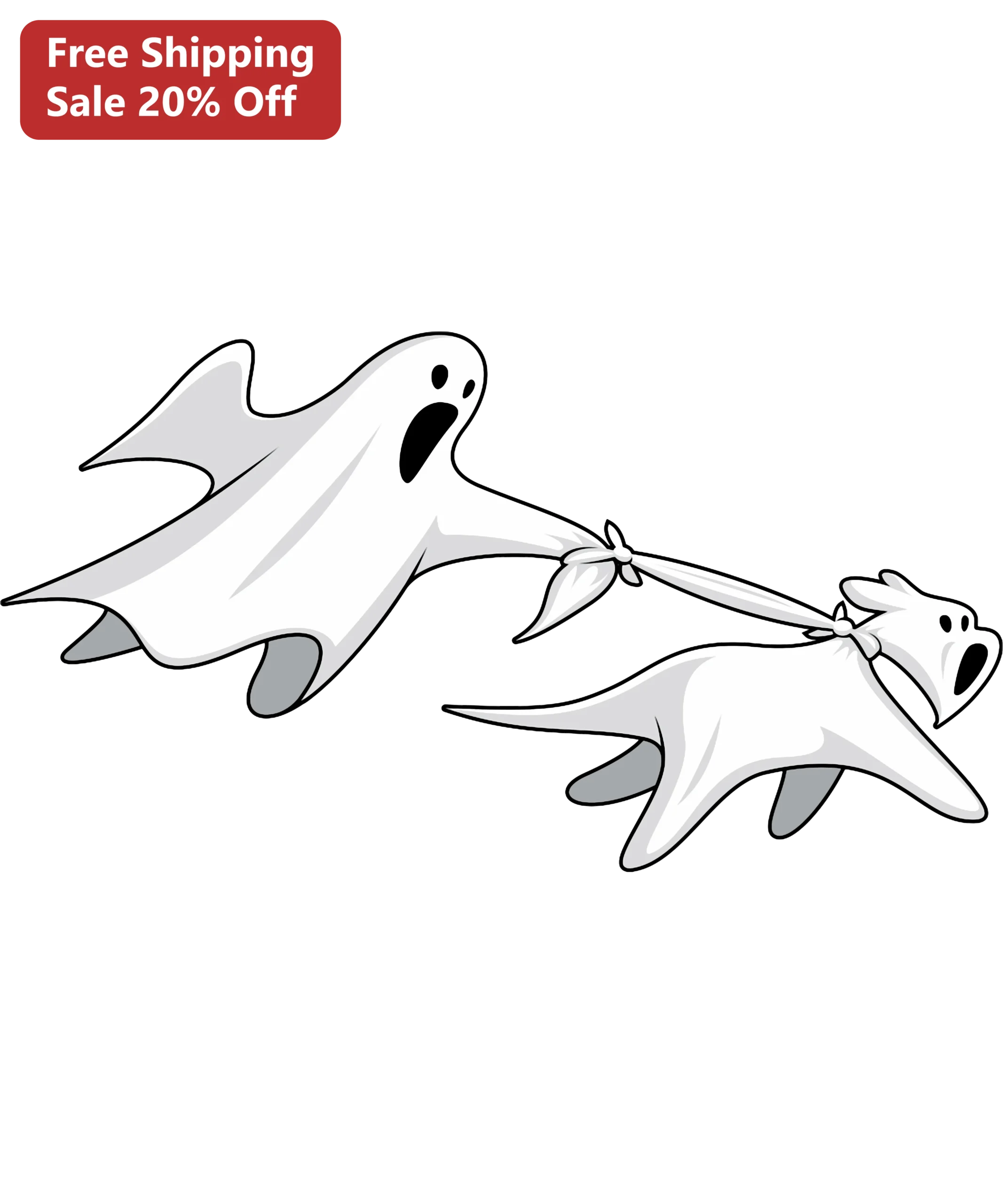 Ghost Friends Halloween Cartoon Tee Cute Spooky Duo Graphic Shirt