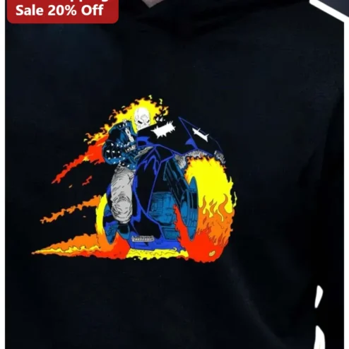 Ghost Rider Hoodie Marvel Johnny Blaze Spirit of Vengeance Graphic Pullover for Men Women Halloween Comic Merch