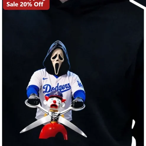 Ghostface Hoodie Scream Movie Horror Mashup LA Dodgers Baseball Chucky Parody Halloween Merch