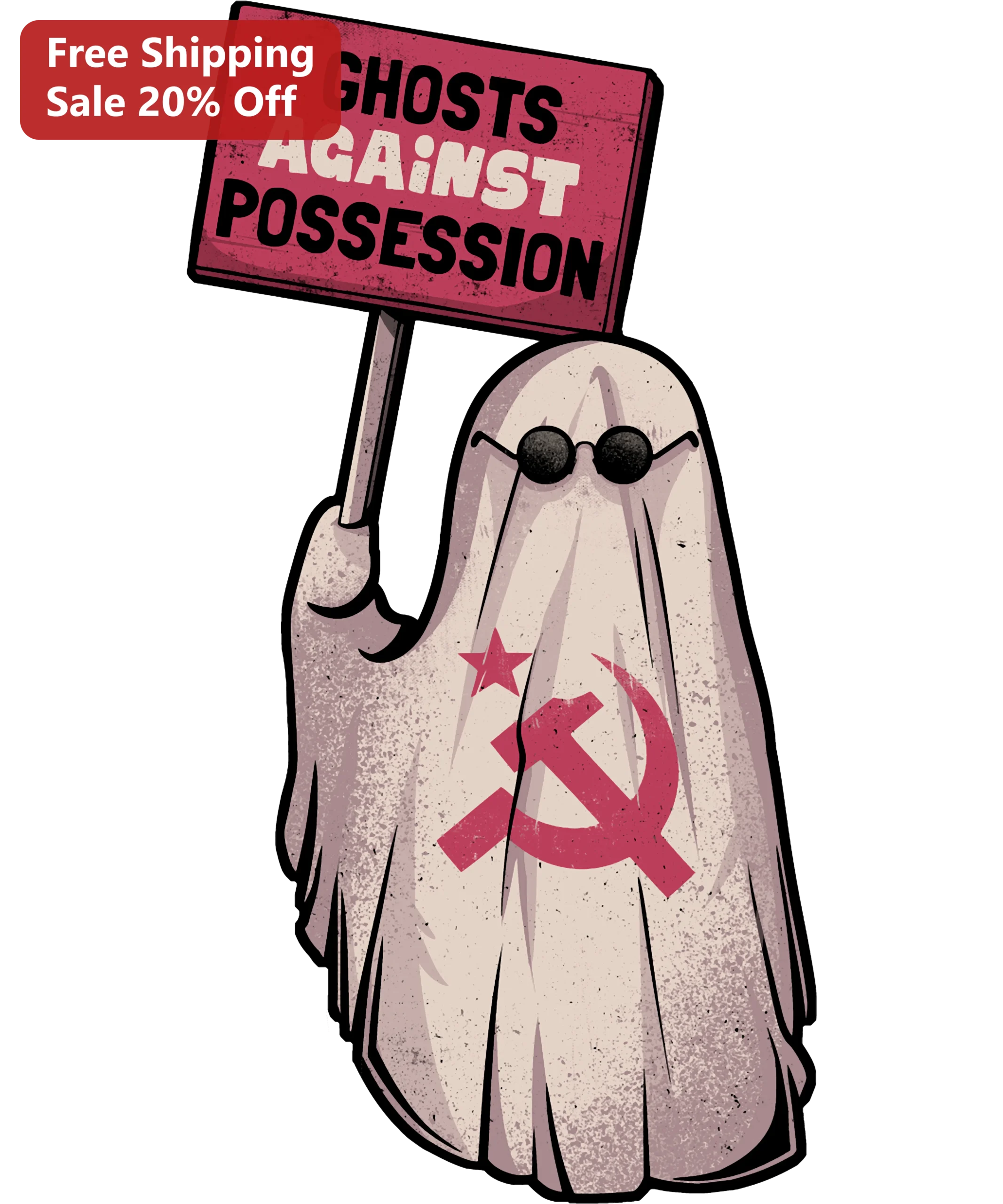 Ghosts Against Possession Vinyl Sticker Funny Communist Ghost Halloween Horror Paranormal Gift