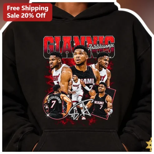 Giannis Antetokounmpo Basketball Collage Hoodie Greek Freak NBA Fan Merch Gift