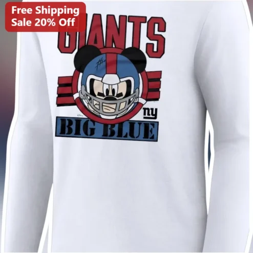 Giants Big Blue Mickey Mouse Long Sleeve Tee New York Giants Fan Gift