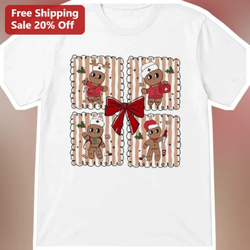 Gingerbread Nurse Christmas Tee Cute Holiday Medical Staff Gift for Nurses