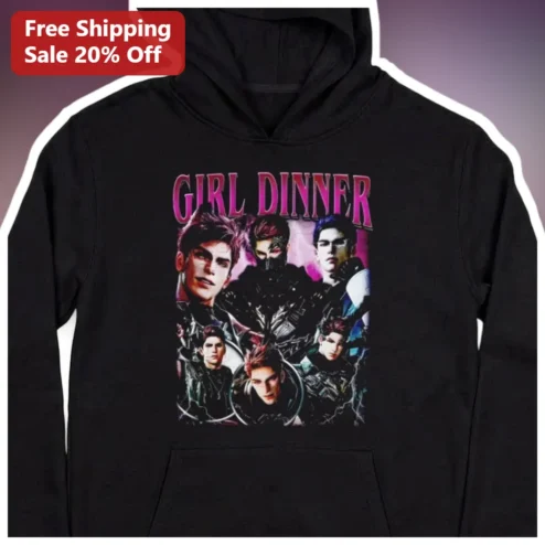 Girl Dinner Hoodie Funny Meme Graphic Sweatshirt for Women Gen Z Dark Romance Aesthetic available at our Chicago, Illinois warehouse