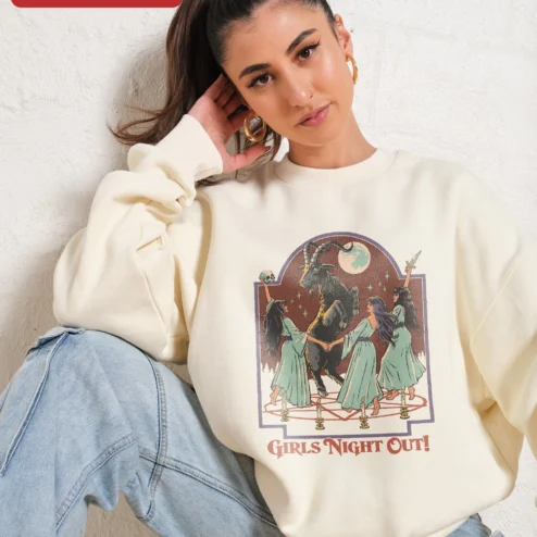 Girls Night Out Sweatshirt Vintage Occult Witchy Crewneck for Women Bachelorette Party Gift