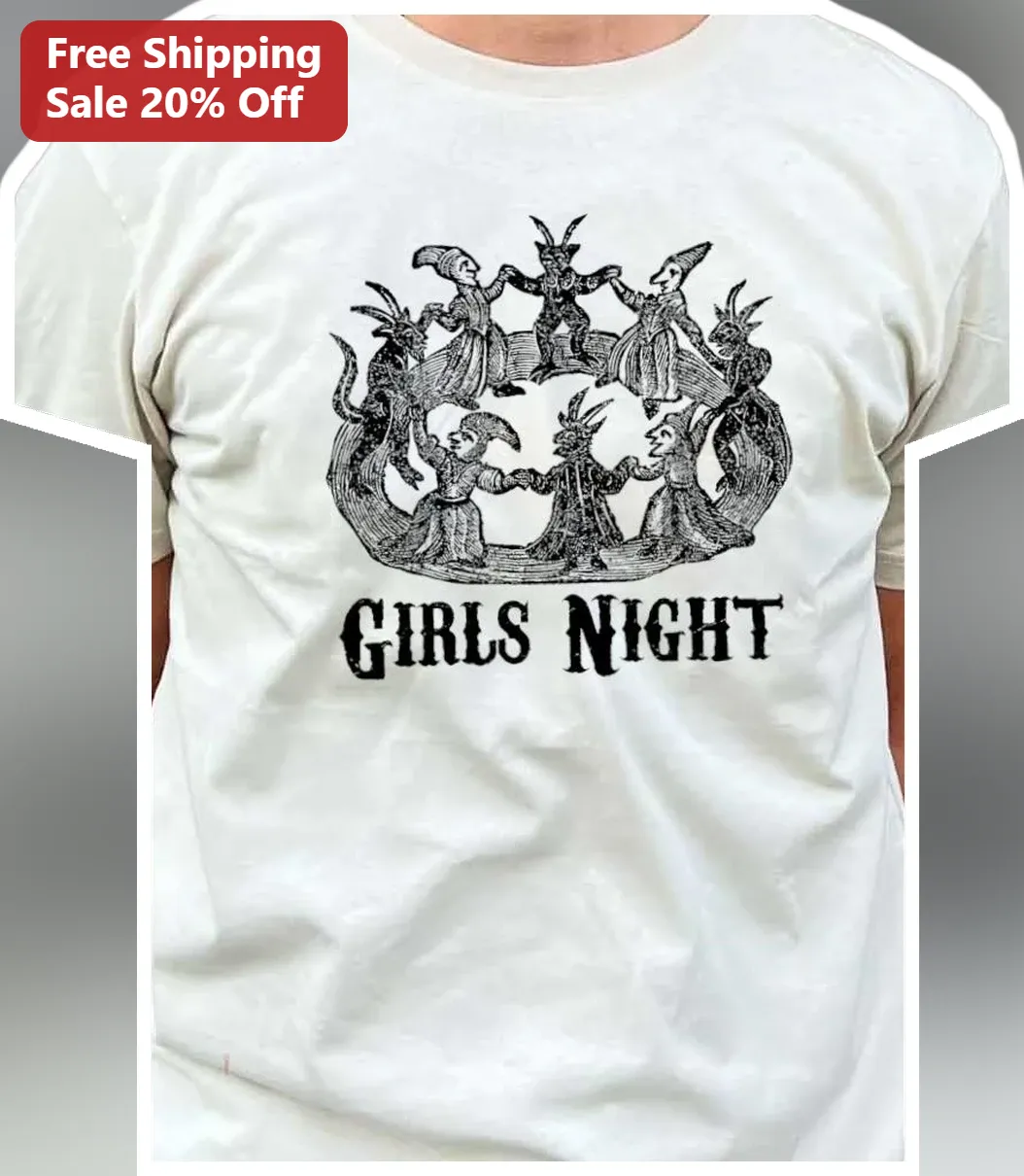 Girls Night Witch Coven Tee Vintage Gothic Halloween Party Shirt for Women