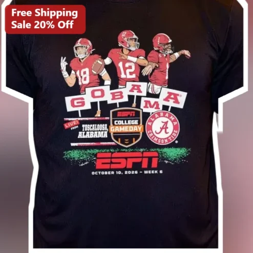 Go Bama ESPN College Gameday Alabama Crimson Tide Football Tee