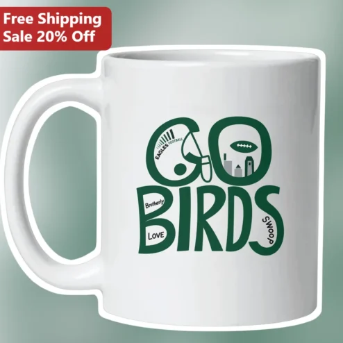 Go Birds Mug Philadelphia Eagles Fan Gift Ceramic Coffee Cup NFL Game Day