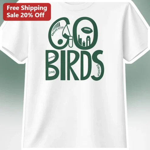 Go Birds Tee Philadelphia Eagles Fan Gift Autism Awareness Shirt available at our Chicago, Illinois warehouse