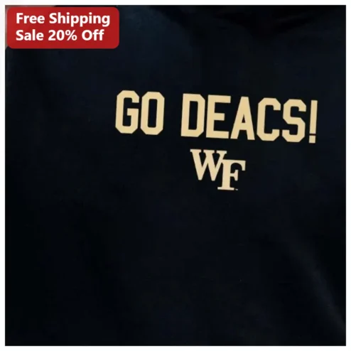 GO DEACS! WF Wake Forest Demon Deacons Tee Black Gold Collegiate Spirit Shirt