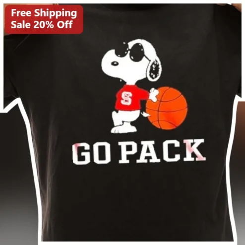 Go Pack Wisconsin Badgers Snoopy Basketball Graphic Tee