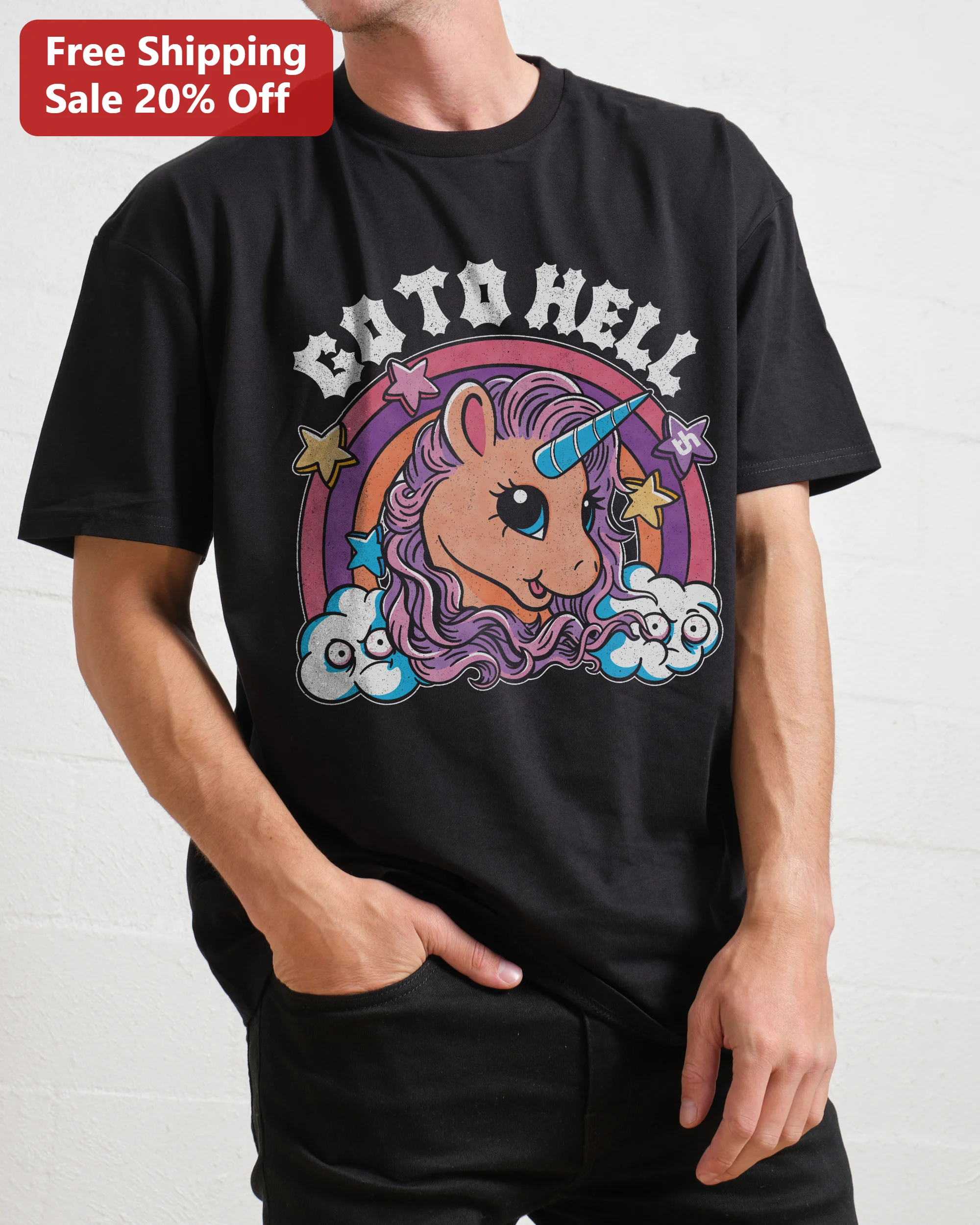 Go To Hell Unicorn Retro Sarcastic Graphic Tee