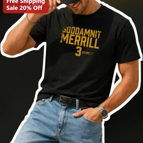 Goddamn It Merrill Christian Yelich Signature Distressed Vintage Baseball Tee