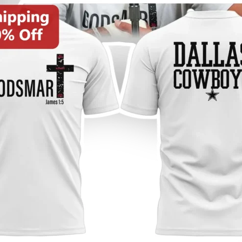 Gods Mar James 1:5 Dallas Cowboys Christian Football Tee