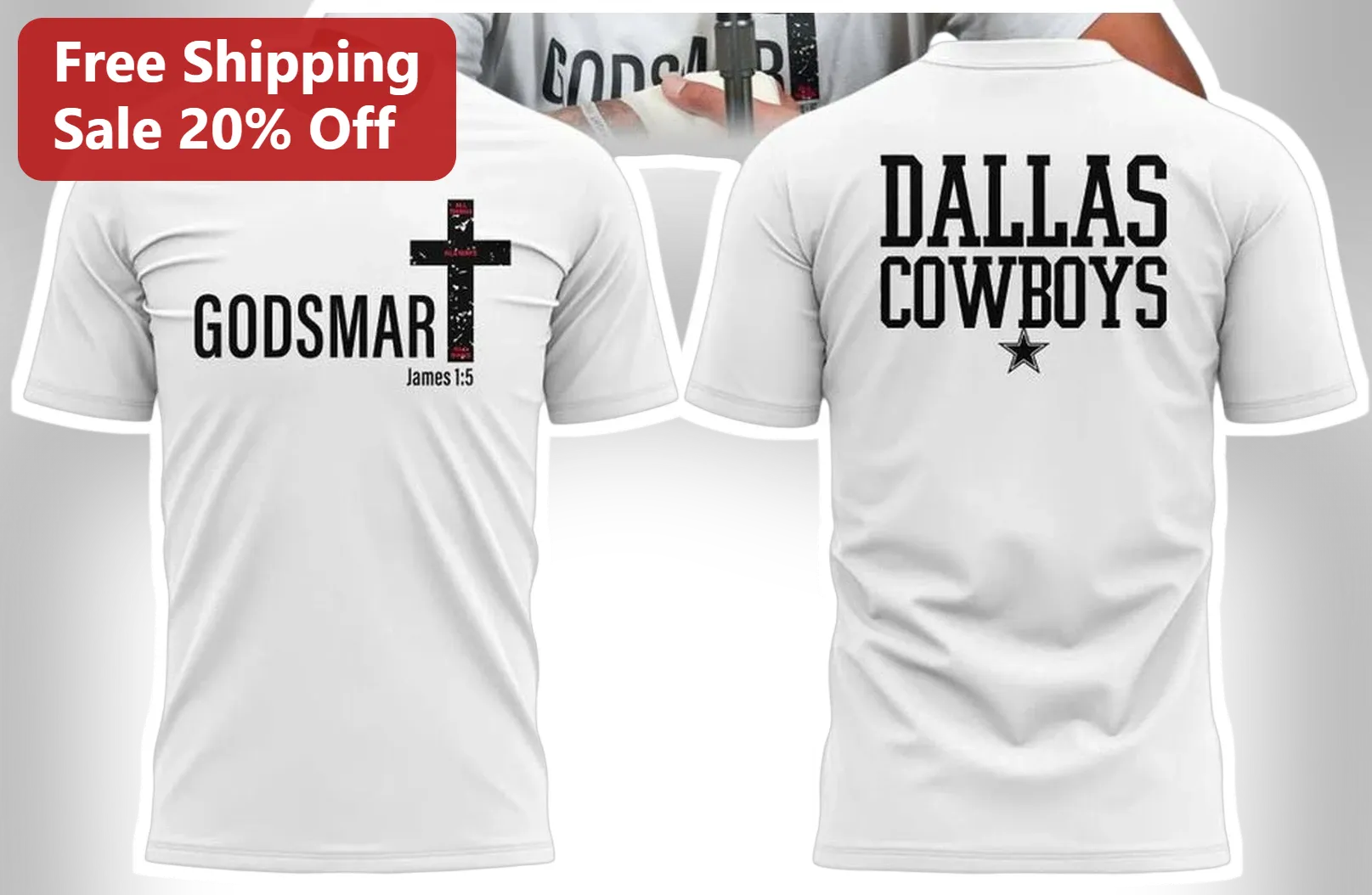 Gods Mar James 1:5 Dallas Cowboys Christian Football Tee