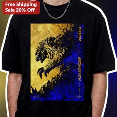 Godzilla Minus Zero Tee Vintage Movie Poster Style Kaiju Monster Graphic T-Shirt Black Cotton Apparel for Fans