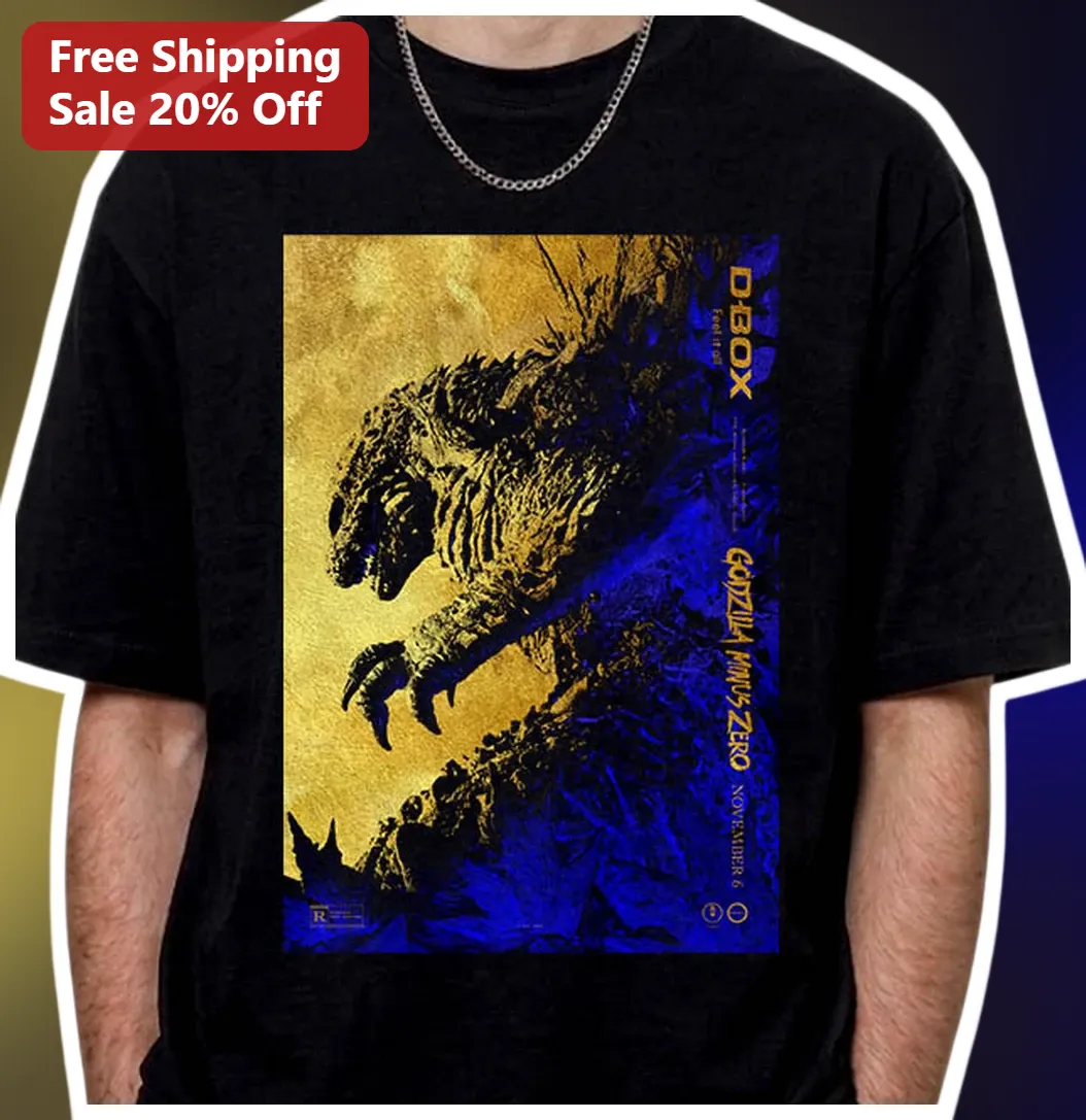 Godzilla Minus Zero Tee Vintage Movie Poster Style Kaiju Monster Graphic T-Shirt Black Cotton Apparel for Fans