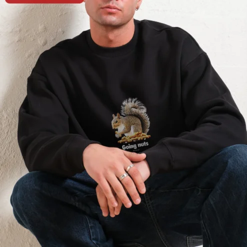 Going Nuts Sweatshirt Funny Squirrel Peanut Pun Crewneck Gift for Men Animal Lovers