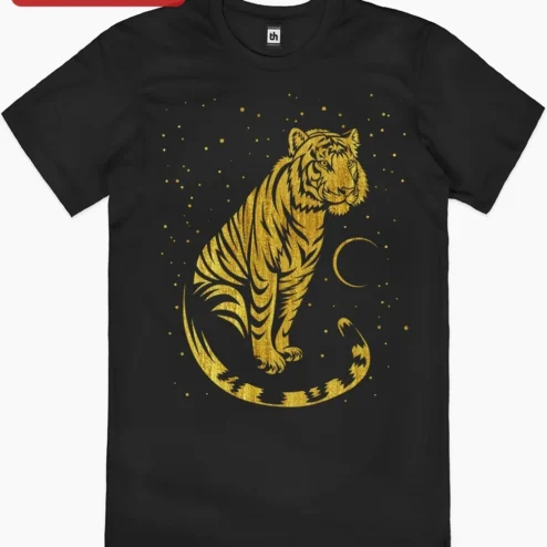 Gold Foil Tiger Zodiac Constellation Digital Art Chinese Year of the Tiger Celestial Wall Decor on a hanger, ready to ship from Chicago, Illinois
