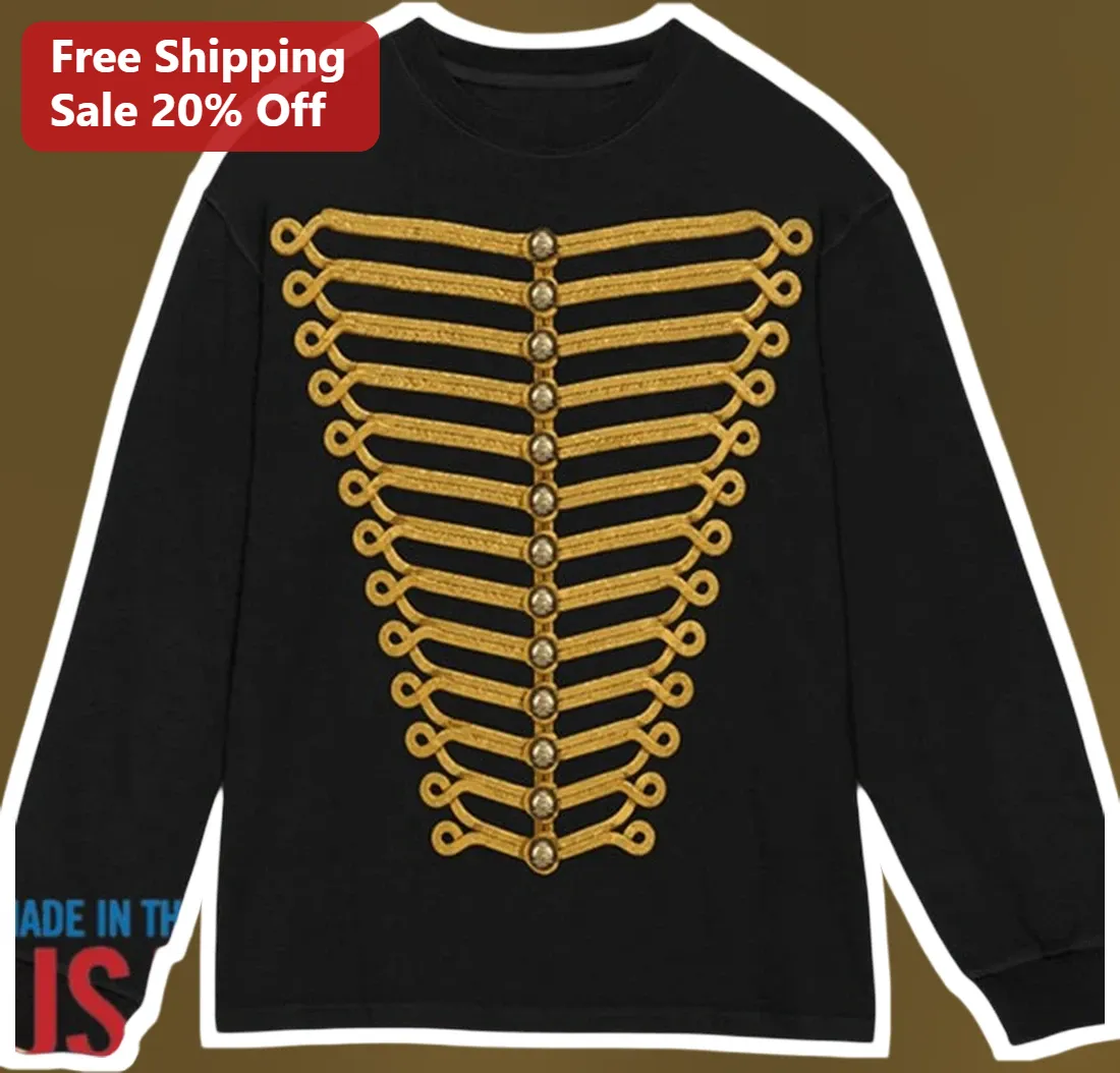 Gold Hussar Jacket Braid Sweatshirt Vintage Military Style Napoleonic Era Graphic Apparel