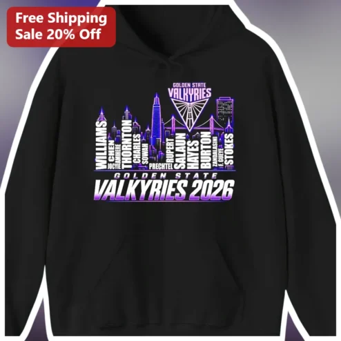 Golden State Valkyries 2026 Hoodie WNBA Fan Gear San Francisco Skyline Custom Name Personalized Gift