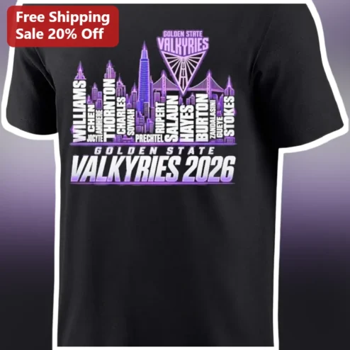 Golden State Valkyries 2026 Tee San Francisco Skyline WNBA Fan Apparel