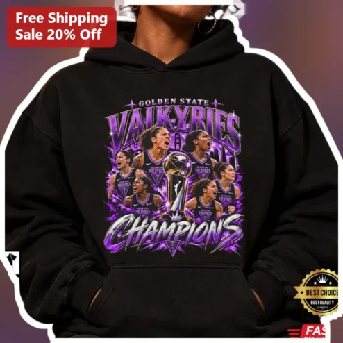 Golden State Valkyries Champions Hoodie WNBA Team Fan Apparel Black Pullover Sweatshirt
