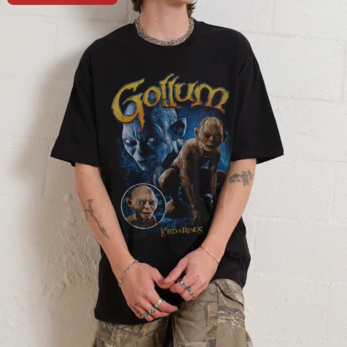 Gollum Lord of the Rings Tee Smeagol Vintage Graphic T-Shirt for Tolkien Fans
