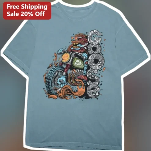 Goose Silly Cryptid Biker Graphic Tee Vintage Retro Motorcycle Shirt