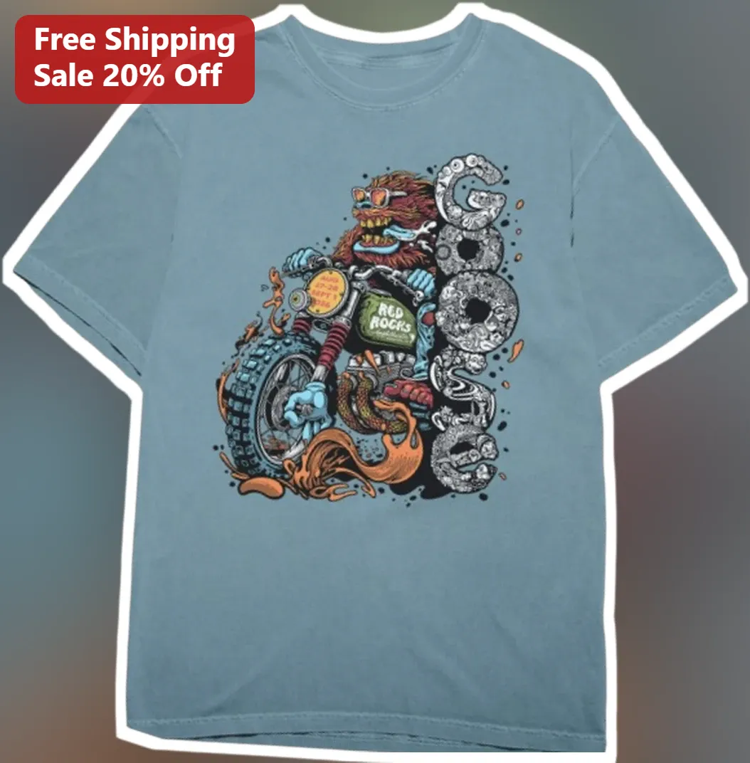 Goose Silly Cryptid Biker Graphic Tee Vintage Retro Motorcycle Shirt
