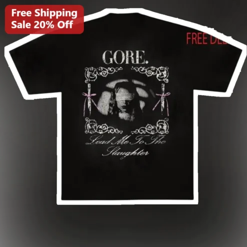 GORE. Lead Me To The Slaughter Tee Gothic Darkwave Band Merch Black Cotton Shirt
