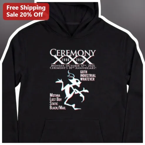 Goth Industrial Ceremony XXX Hoodie Darkwave Post-Punk Glitch Art Pullover