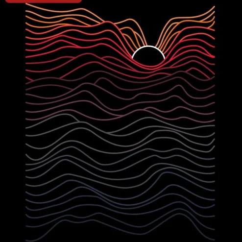 Gradient Sunset Mountain Line Art Poster Minimalist Abstract Nature Wall Decor