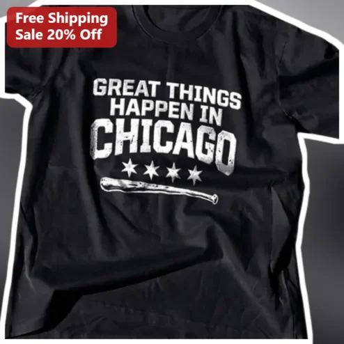Great Things Happen in Chicago Vintage Distressed Baseball Tee