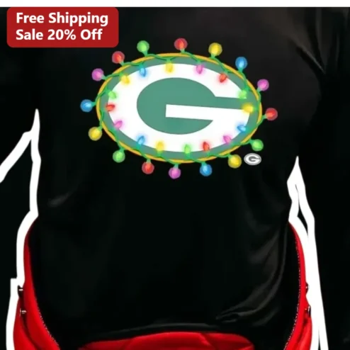 Green Bay Packers Christmas Lights Logo Long Sleeve Shirt NFL Holiday Gift for Fans