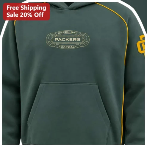 Green Bay Packers Football Vintage Crest Pullover Hoodie NFL Fan Gear Game Day Apparel