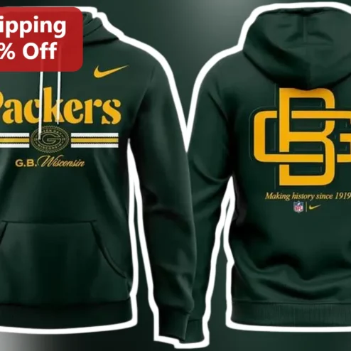 Green Bay Packers Making History Since 1919 Vintage Hoodie